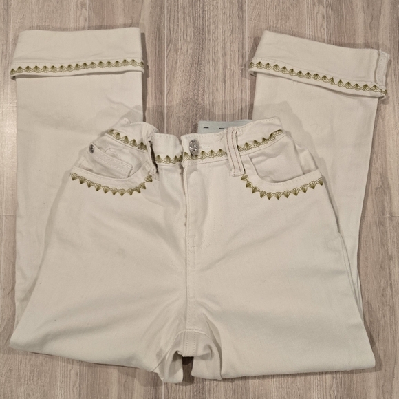 Matilda Jane Enchanted Garden Logan Cropped Straight Leg White Jeans Girls 8. - Picture 2 of 7
